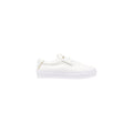 Chaussures Tommy Hilfiger en coton recyclé, baskets basses crème avec lacets, vue de face sur fond blanc.