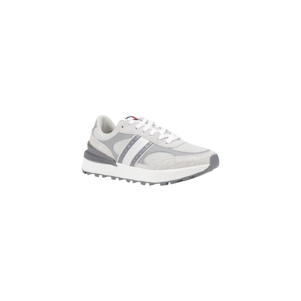 Sneakers athlétic en cuir suédé gris Tommy Hilfiger Jeans, chaussures de sport élégantes pour hommes.