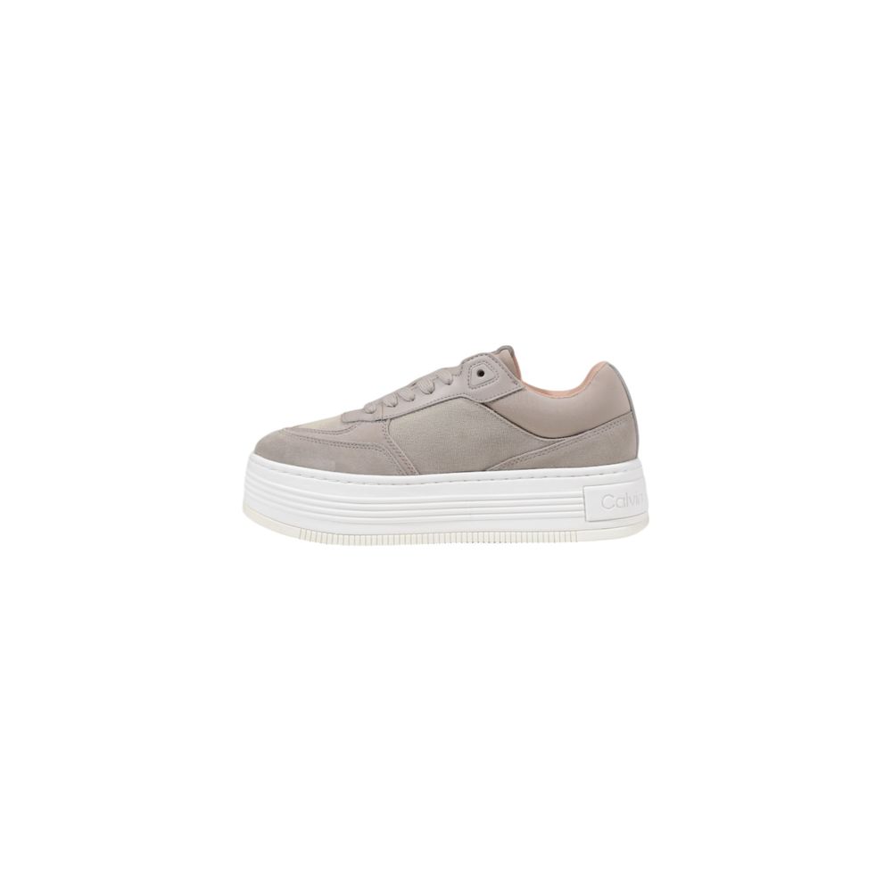 Basket montantes Calvin Klein Jeans en coton recyclé beige avec plateforme, style moderne et écologique.