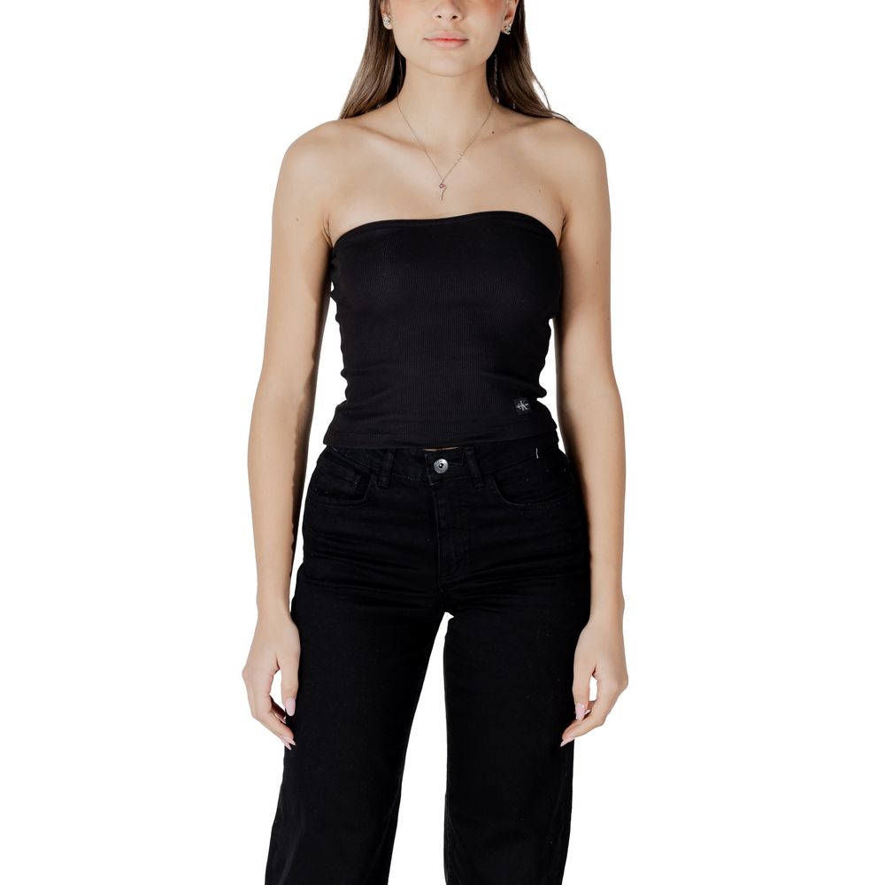 Calvin Klein Jeans schwarzes Top aus recycelter Baumwolle