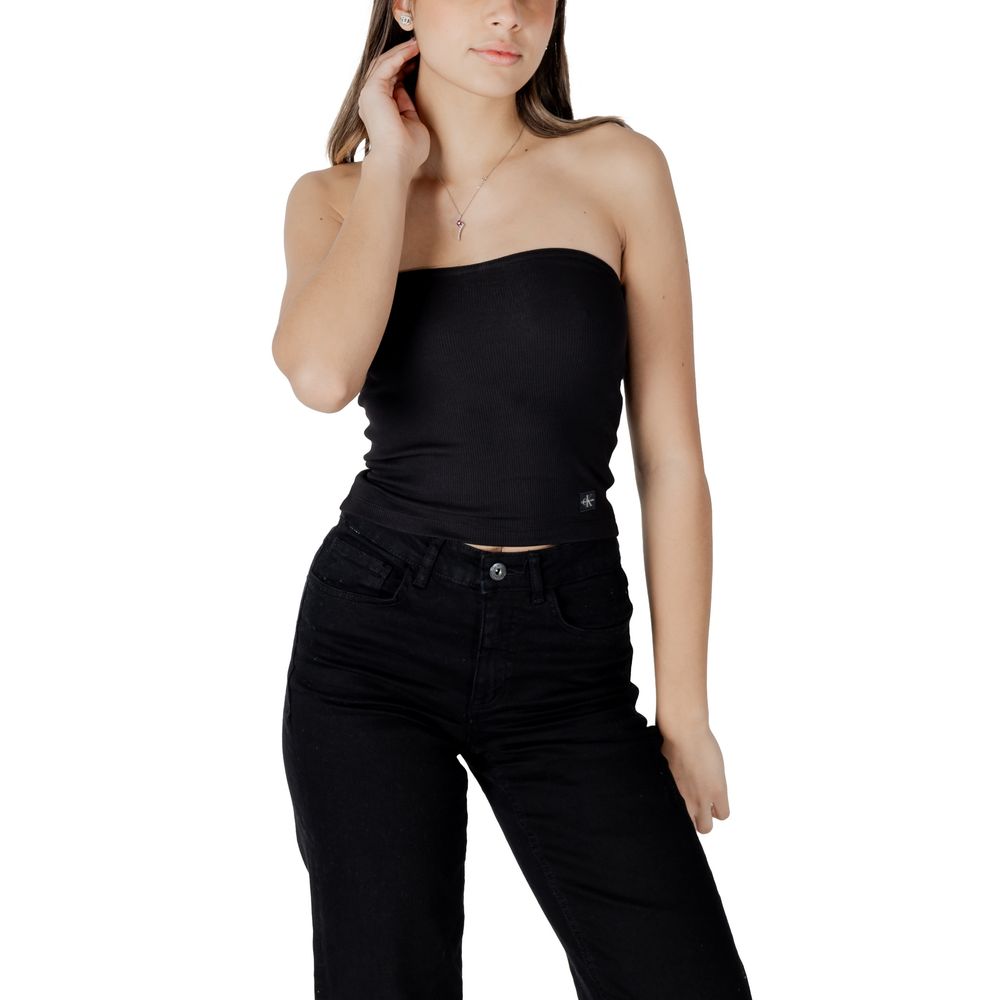 Calvin Klein Jeans schwarzes Top aus recycelter Baumwolle