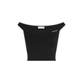 Haut noir en viscose de Calvin Klein Jeans, coupe élégante, porté avec col arrondi et manches longues.