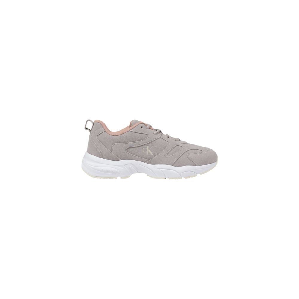 Chaussures de sport en cuir artificiel gris de Calvin Klein Jeans, baskets athlétiques pour homme ou femme.