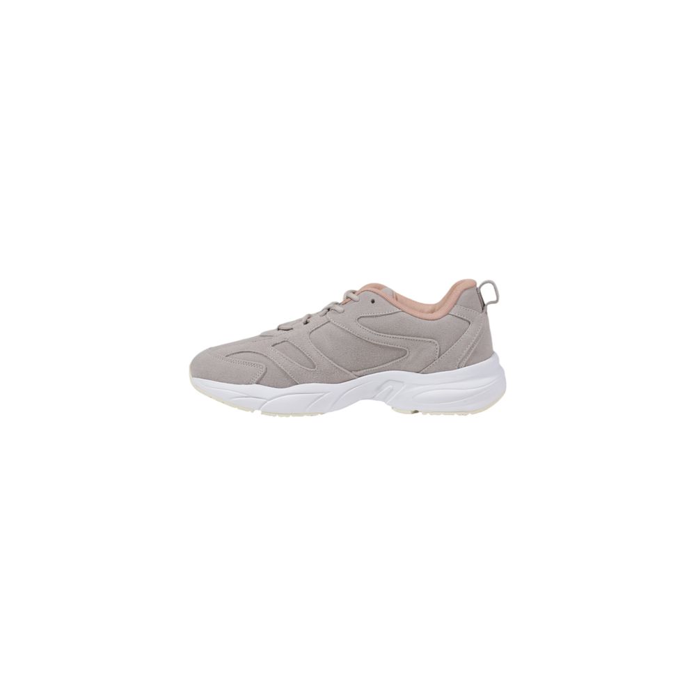 Chaussures de sport en faux cuir gris Calvin Klein Jeans, baskets athlétiques pour homme, vue de face avec détails de la semelle