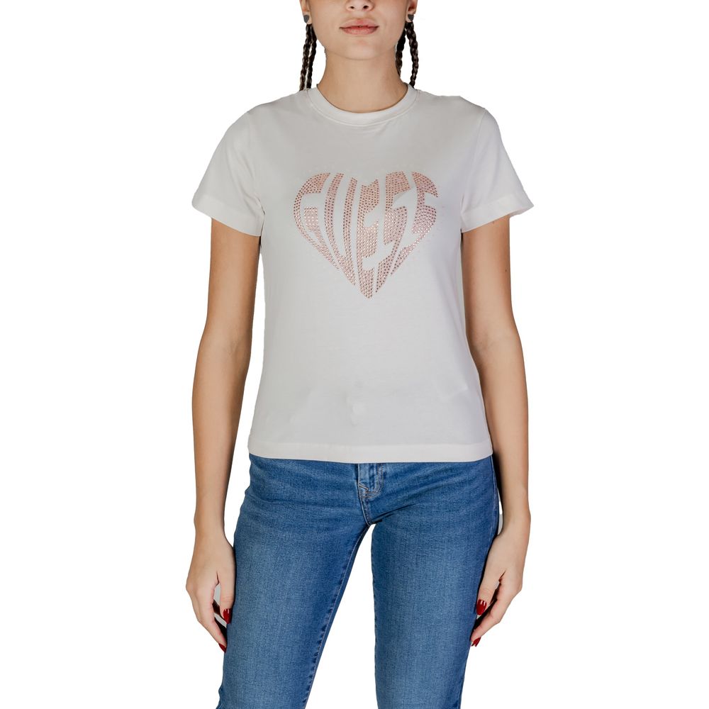 T-shirt en coton Guess Active de couleur unie, coupe classique, logo Guess sur la poitrine, porté par un mannequin.