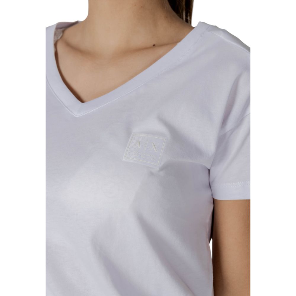 T-shirt blanc en coton Armani Exchange, vue de face avec col rond et logo discret.