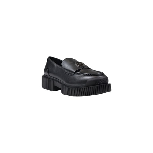 Escarpins plateforme en cuir noir Armani Exchange, style élégant avec talons hauts et finition lisse.