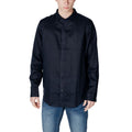Armani Exchange blaues Leinenhemd