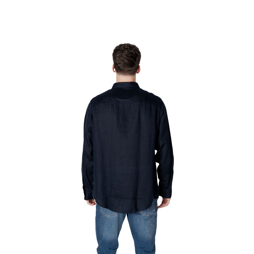 Armani Exchange blaues Leinenhemd