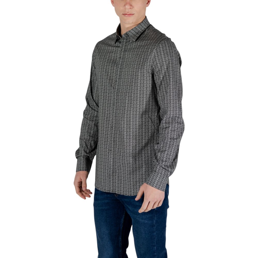 Armani Exchange Schwarzes Baumwollhemd mit Muster