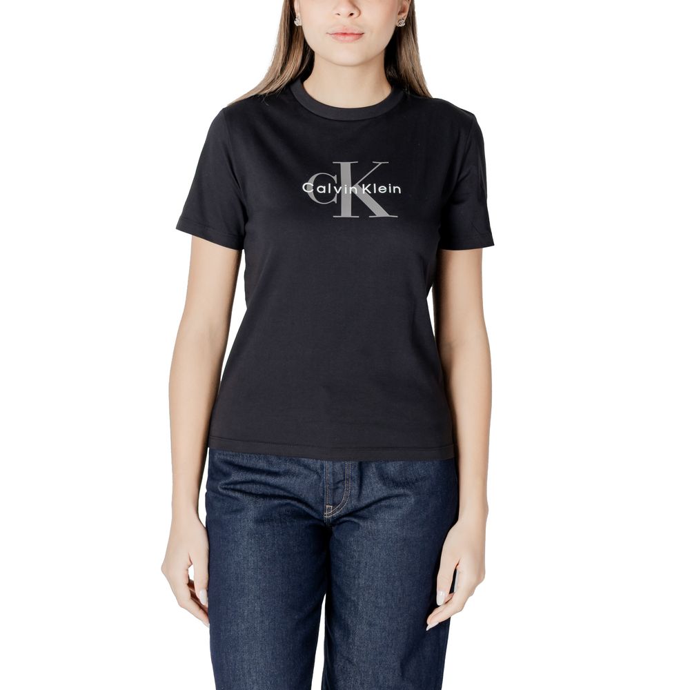 T-shirt en coton noir de la marque Calvin Klein Jeans, coupe classique et logo discret sur la poitrine.