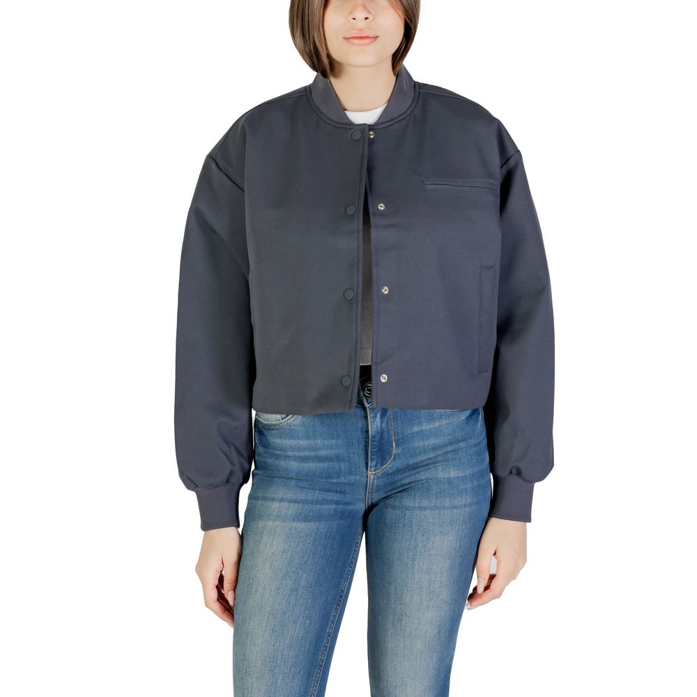 Veste bomber grise en polyester recyclé de Calvin Klein Jeans, style décontracté avec fermeture éclair et col montant.