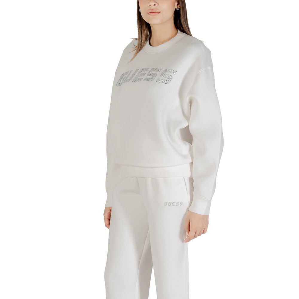 Sweatshirt Guess Active en viscose gris clair, look décontracté avec capuche et poche kangourou, idéal pour le confort.