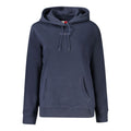 Sweat à capuche en coton bleu pour femmes de Tommy Hilfiger, avec logo discret sur la poitrine et style décontracté.
