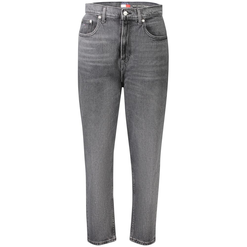 Jeans pour femmes en coton noir de la marque Tommy Hilfiger, coupe classique et détails modernes visibles sur l'image.