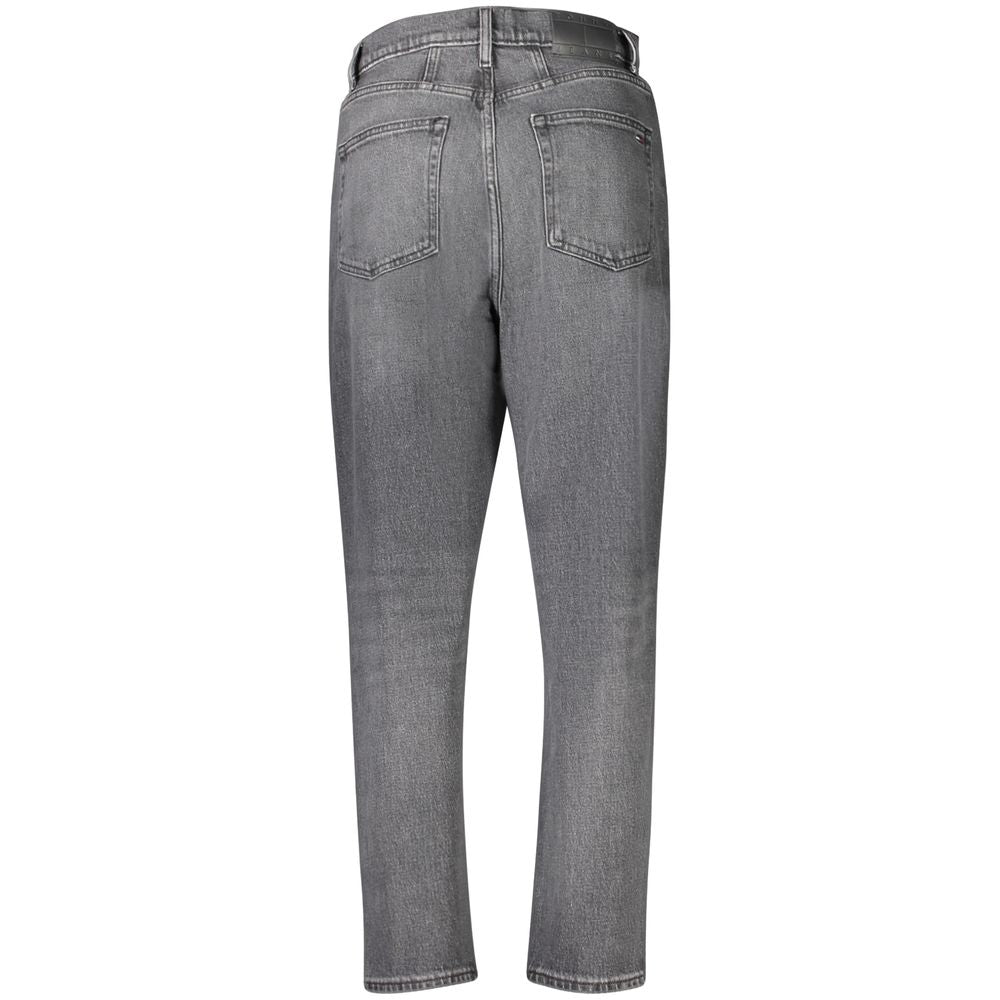 Jeans en coton noirs pour femmes de la marque Tommy Hilfiger, coupe slim avec détails classiques.