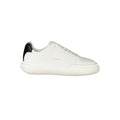 Sneakers pour femme Calvin Klein en polyuréthane blanc, style moderne et confortable, vue de côté.