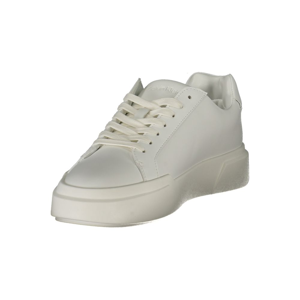 Baskets pour femmes Calvin Klein Bianco en polyuréthane, design épuré et moderne, blanches avec détails minimalistes.