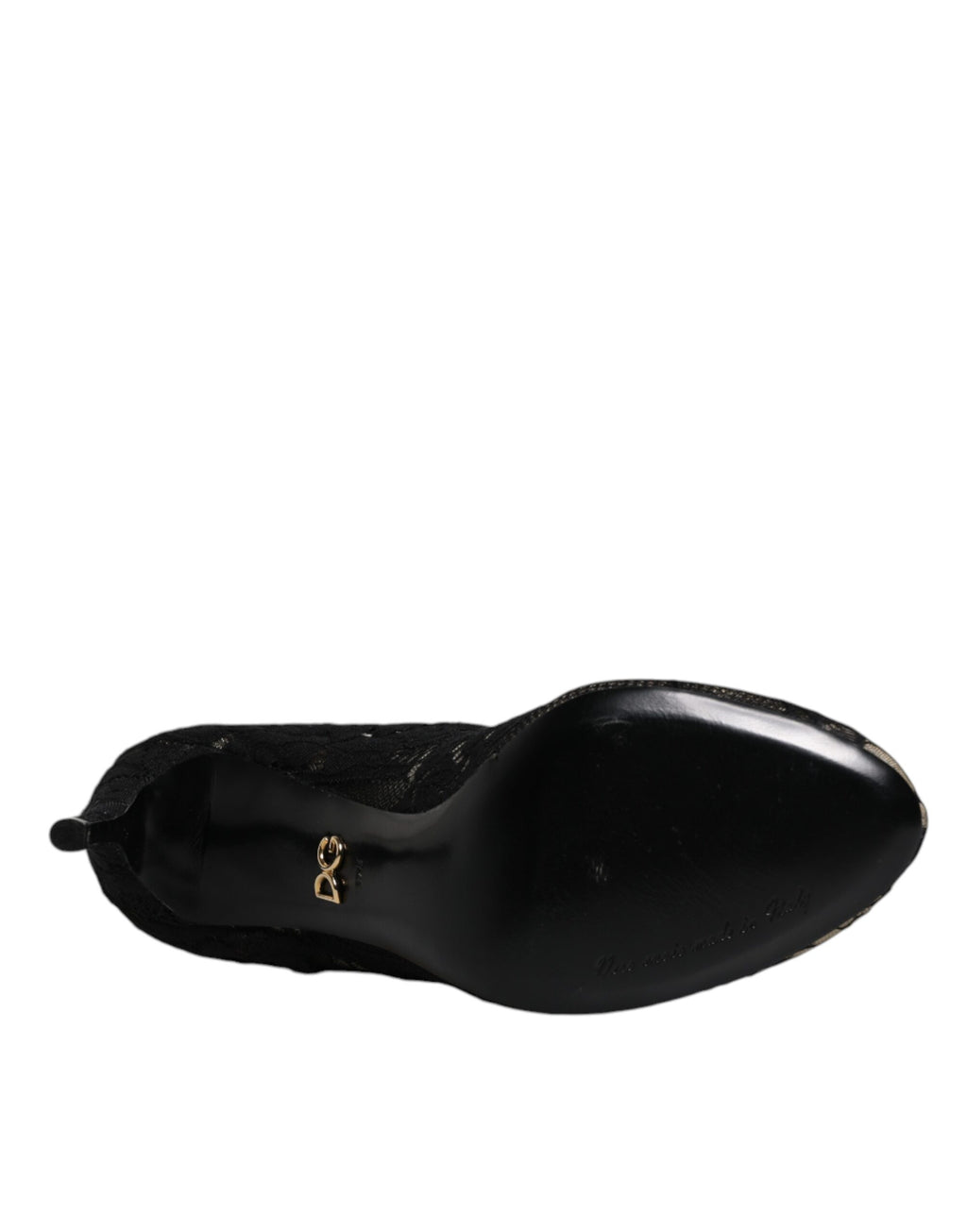 Chaussures Dolce & Gabbana à talons noirs en dentelle stretch, bottines mi-mollet élégantes et raffinées.