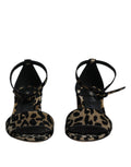 Sandales Dolce & Gabbana à talons ornés de léopard doré et bride à la cheville, élégantes chaussures de soirée.
