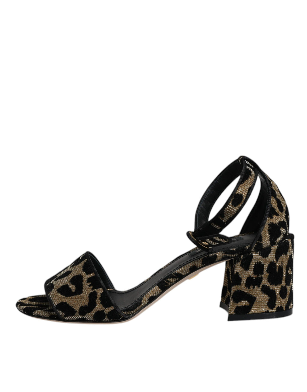 Sandales à talons Dolce & Gabbana orné d'un motif léopard, bride à la cheville, style élégant et tendance.