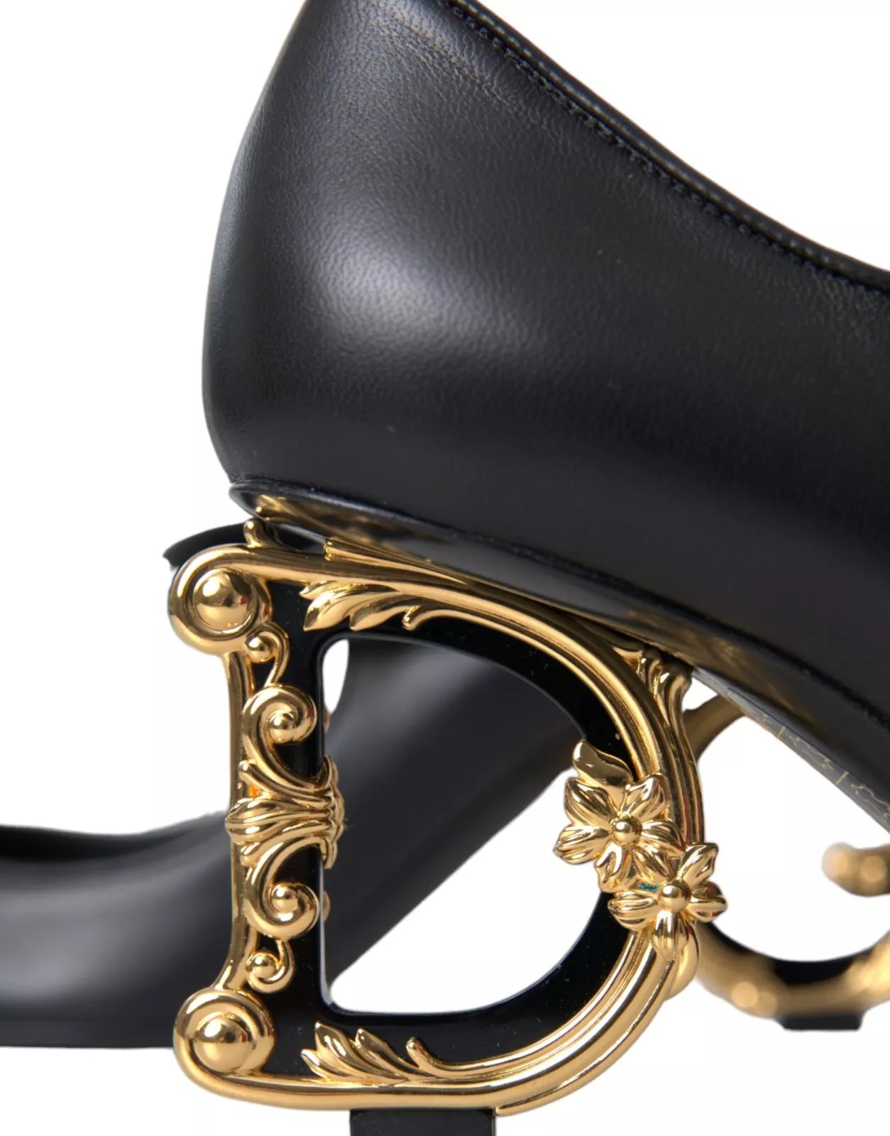 Chaussures à talons Dolce & Gabbana noires en cuir avec logo, style Mary Janes, élégantes et sophistiquées pour femme