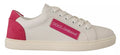 Chaussures sneakers basses en daim blanc Dolce & Gabbana, tendance, avec semelle en caoutchouc et design élégant.