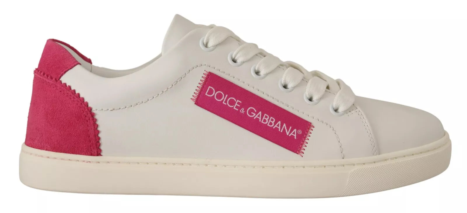 Chaussures sneakers basses en daim blanc Dolce & Gabbana, tendance, avec semelle en caoutchouc et design élégant.