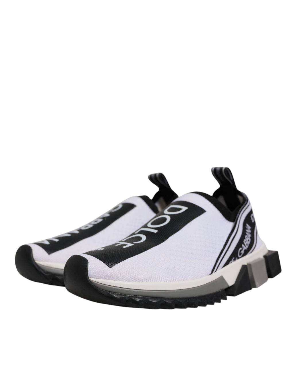 Chaussures sneakers Dolce & Gabbana Sorrento noires et blanches, style slip-on avec design élégant et moderne.
