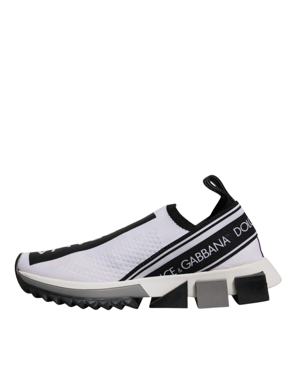 Chaussures slip-on Dolce & Gabbana Sorrento en noir et blanc, baskets élégantes en toile avec semelle blanche.