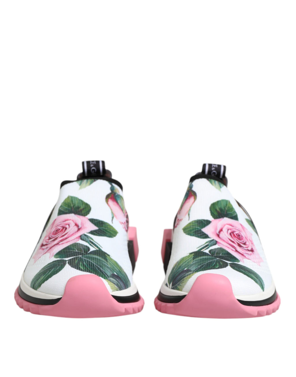 Chaussures sneakers Sorrento blanches avec impression de roses Dolce & Gabbana, style élégant et floral.