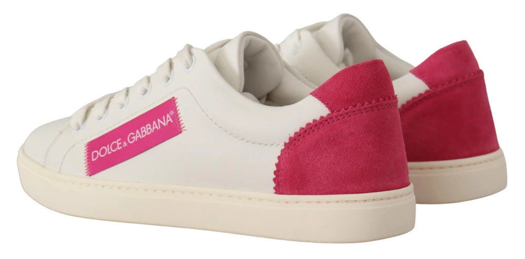 Chaussures sneakers basses en daim blanc de Dolce & Gabbana, style élégant et moderne pour hommes.