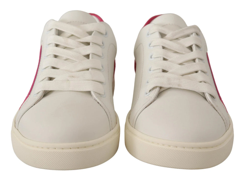 Chaussures sneakers basses en daim blanc de Dolce & Gabbana, chaussures en cuir pour homme, style élégant et décontracté