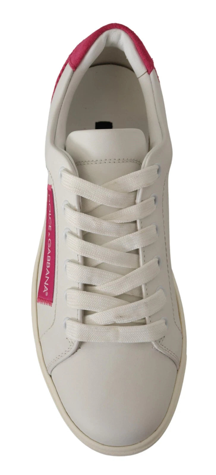 Chaussures sneakers basses en cuir daim blanc Dolce & Gabbana, chaussures de mode élégantes pour femmes et hommes.