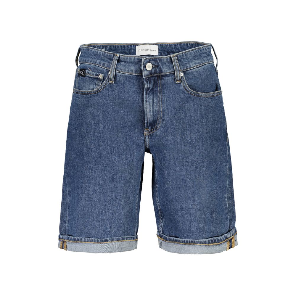 Shorts en coton pour homme Calvin Klein Blu, coupe courte et confortable, avec logo discret sur la jambe.