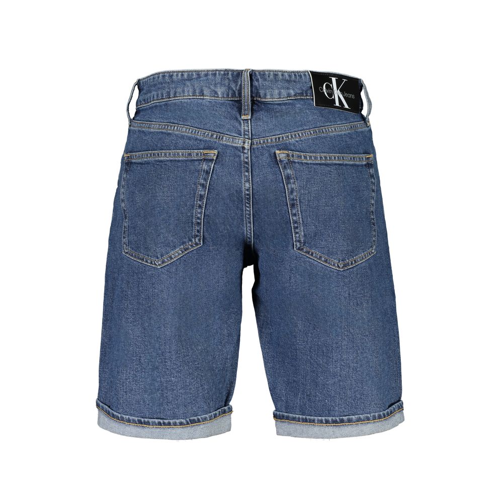 Shorts en coton pour homme Calvin Klein Blu, style décontracté avec ceinture, couleur bleue élégante et confort optimal.