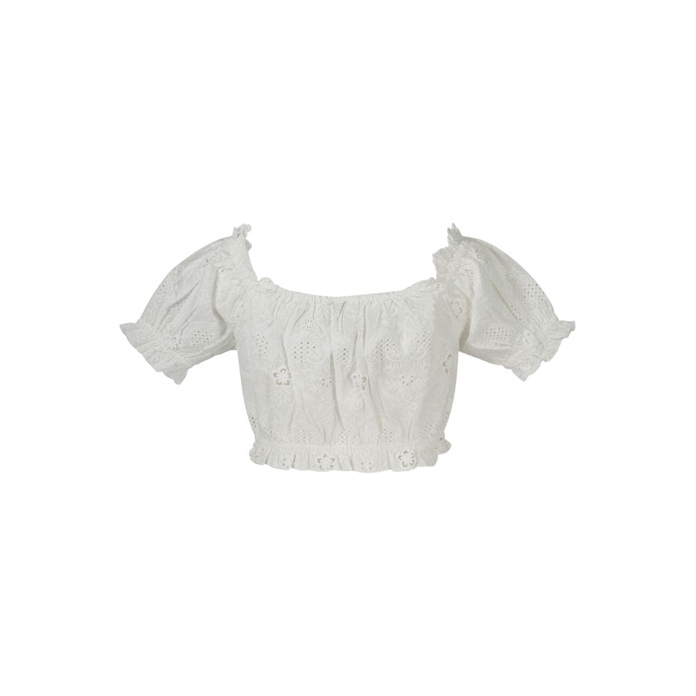Chemise blanche en coton pour femme Guess Jeans, style décontracté avec col et boutons, vue de face.