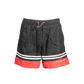 Boxers de bain pour hommes Karl Lagerfeld en polyester noir, avec design classique et logo de la marque visible.