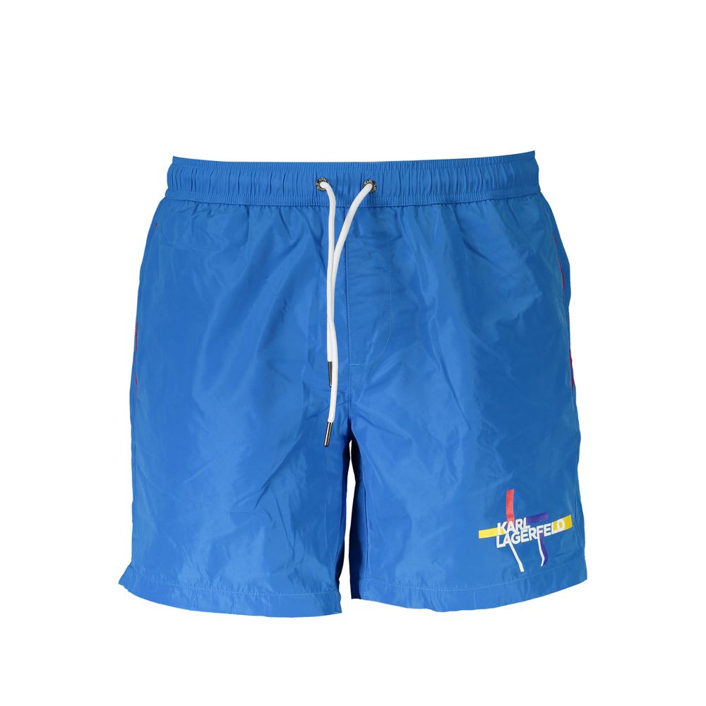 Boxers de bain pour homme Karl Lagerfeld Azzurro en polyester, avec design élégant et détails modernes.