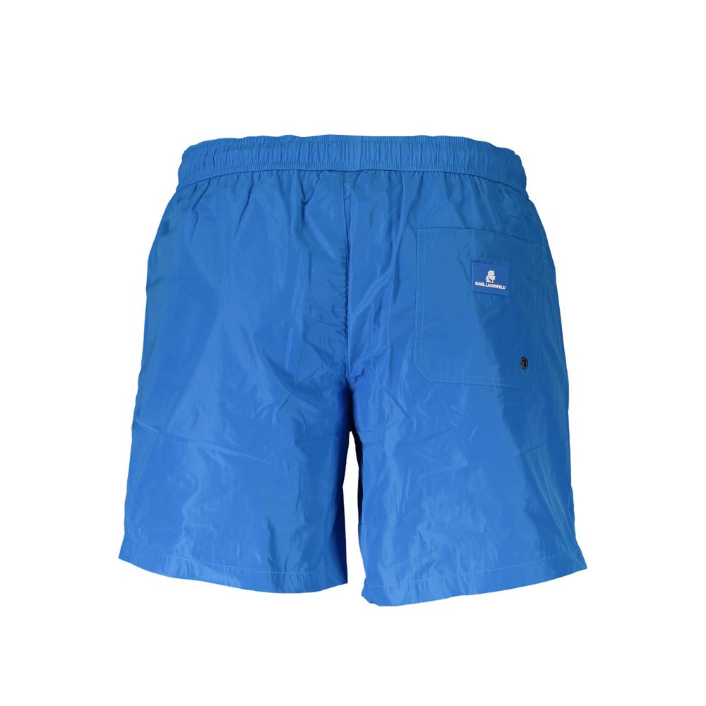 Shorts de bain homme Karl Lagerfeld Azzurro en polyester, coupe boxer avec logo de la marque visible.
