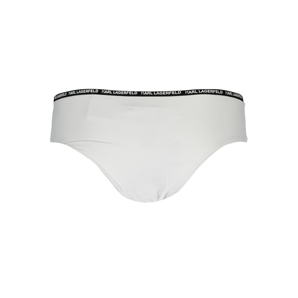 Maillot de bain femme Karl Lagerfeld blanc en polyamide, coupe agréable et élégante pour la plage ou la piscine.