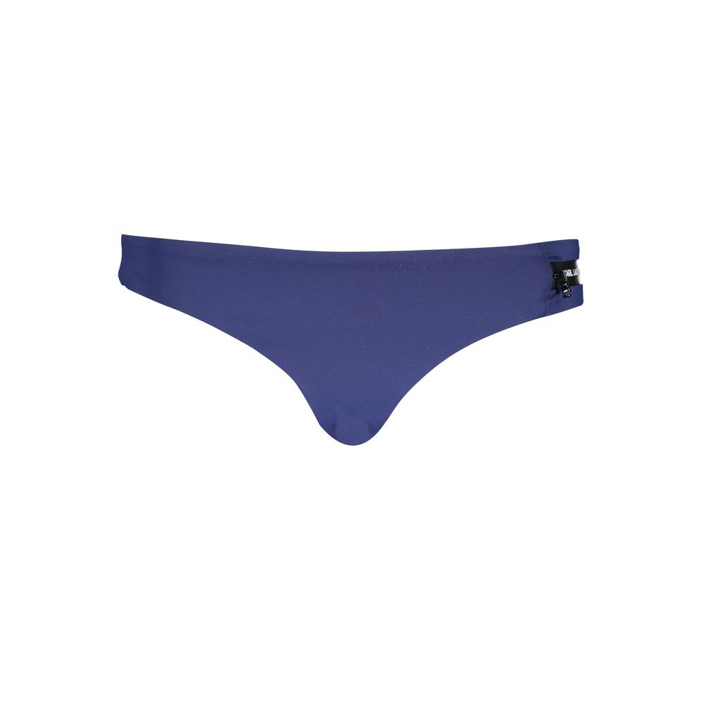 Maillot de bain femme Karl Lagerfeld bleu en polyamide, coupe bikini avec logo visible sur le devant.