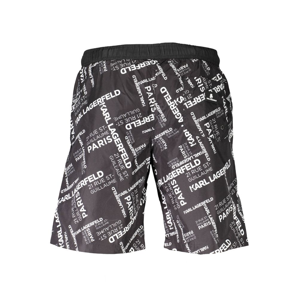 Shorts de bain pour homme Karl Lagerfeld Nero en polyester, style boxer avec logo logo noir visible.