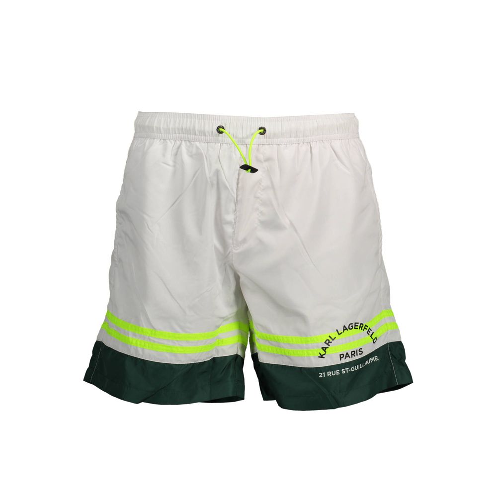 Shorts de bain pour homme Karl Lagerfeld Bianco en polyester, couleur blanche, avec logo visible.