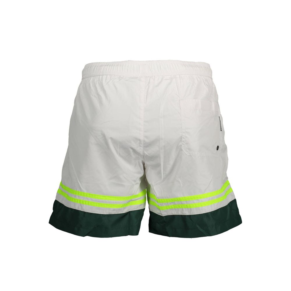 Boxers de bain pour hommes Karl Lagerfeld Bianco en polyester, couleur blanche, avec logo et taille visible.