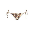 Maillot de bain femme beige en polyester de la marque Calvin Klein, style slip de bain pour la plage ou la piscine.