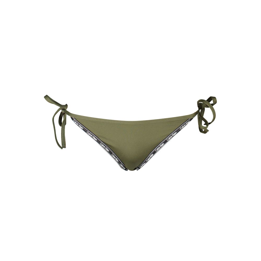 Maillot de bain femme Calvin Klein en polyester vert, coupe classique avec logo visible sur la ceinture.