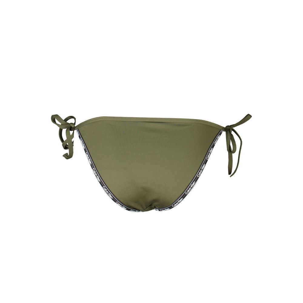 Maillot de bain femme Calvin Klein vert en polyester, coupe bikini avec logo de la marque visible.