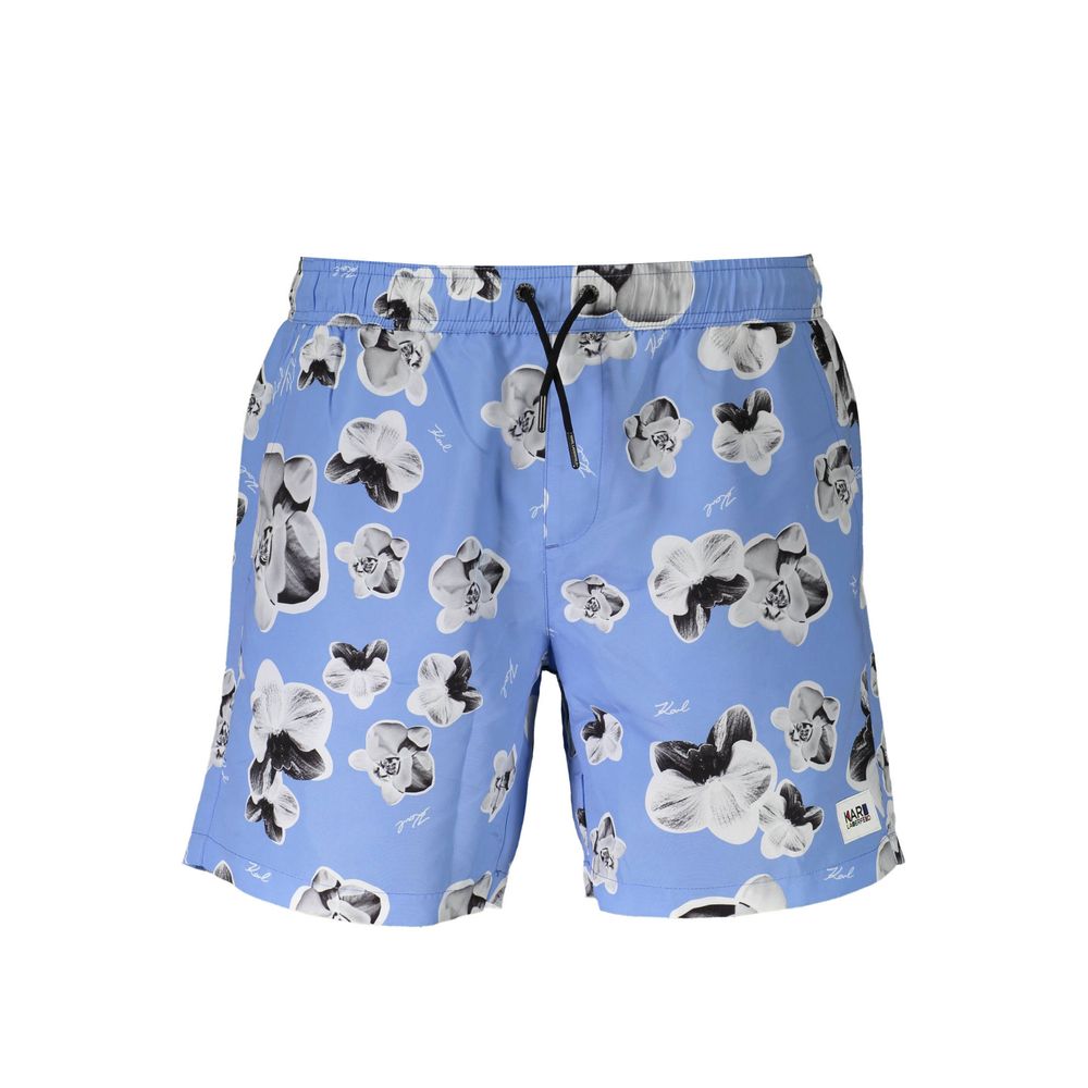 Shorts de bain pour homme Karl Lagerfeld Azzurro en polyester, boxer de natation bleu clair avec logo de la marque.