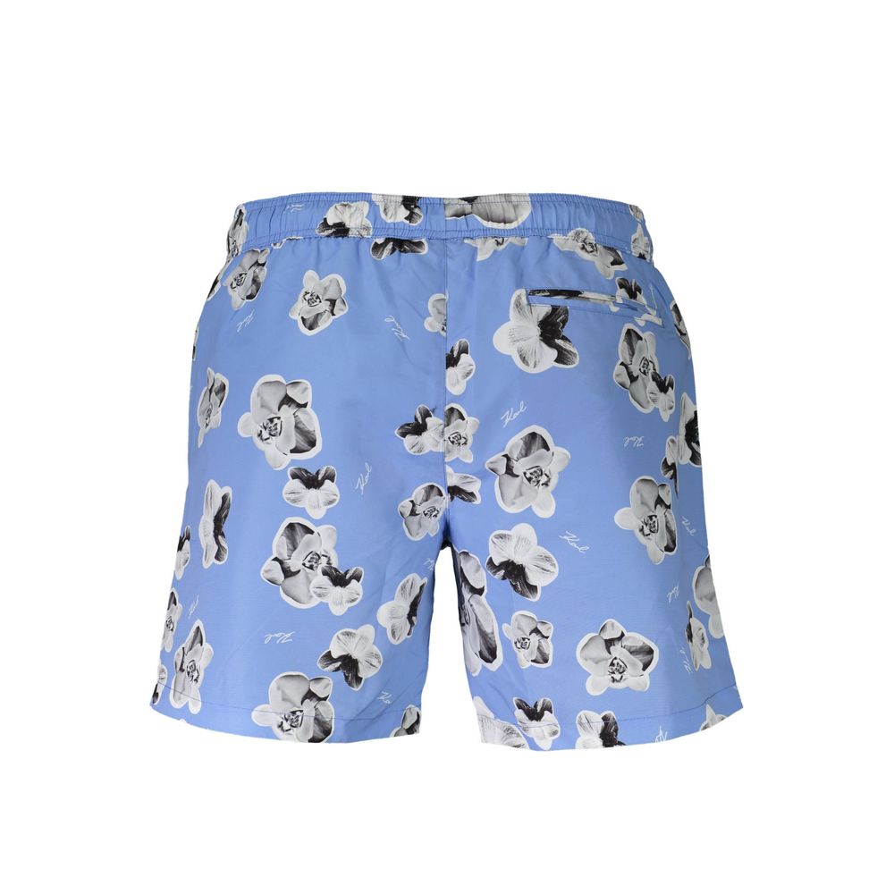 Boxers de bain pour homme Karl Lagerfeld Azzurro en polyester avec motif bleu, parfaits pour la plage ou la piscine.
